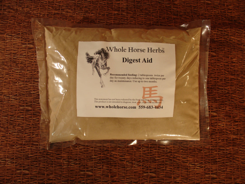 Whole Horse Herb's Digest Aid, Chronic colic
Low-grade diarrhea
Helps older horses utilize feed